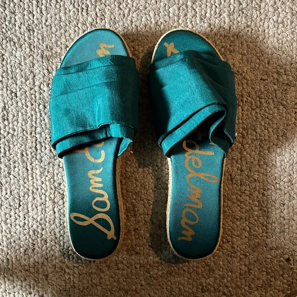 Sam Edelman green teal sandal slides women’s new 8.5 - Picture 1 of 4